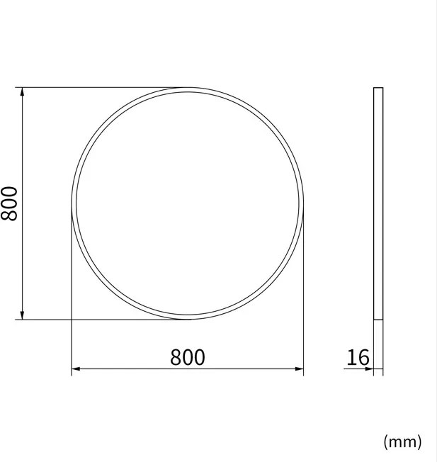 Erga Round, okrúhle zrkadlo 80cm, čierny rám, ERG-V01-ROUND-8080-BK