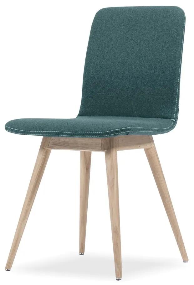 Zelená jedálenská stolička s podnožím z dubového dreva Gazzda Ena