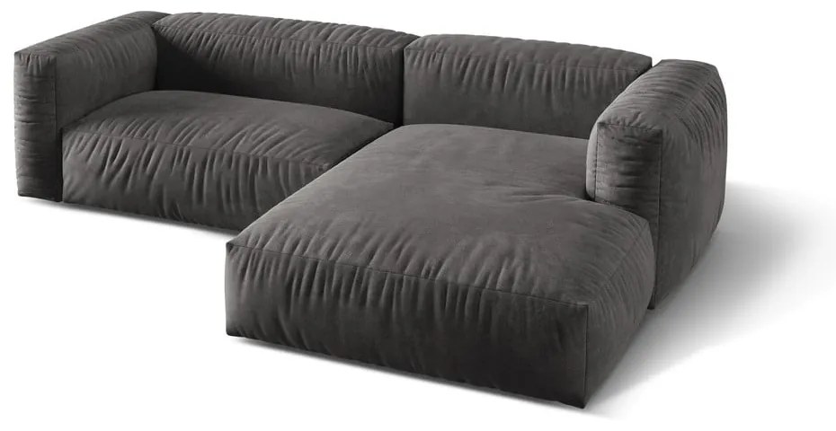 Sivá zamatová modulárna rohová pohovka (pravý roh/s leňoškou) Martina – Micadoni