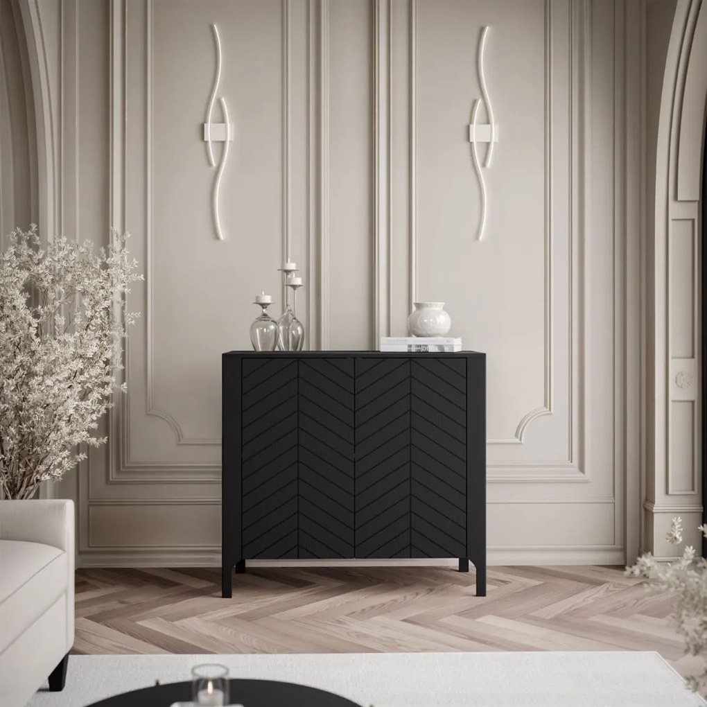 DVOJDVEROVÁ KOMODA SALOME ČIERNA 103 cm