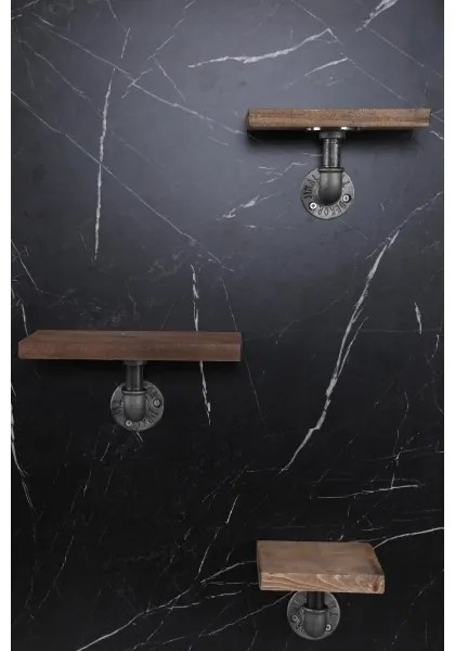 SADA 3x Nástenná polica BORURAF smrek/čierna