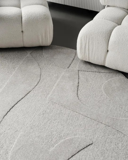 Koberec Agnella Morphic Botanica svetlosivý kruh