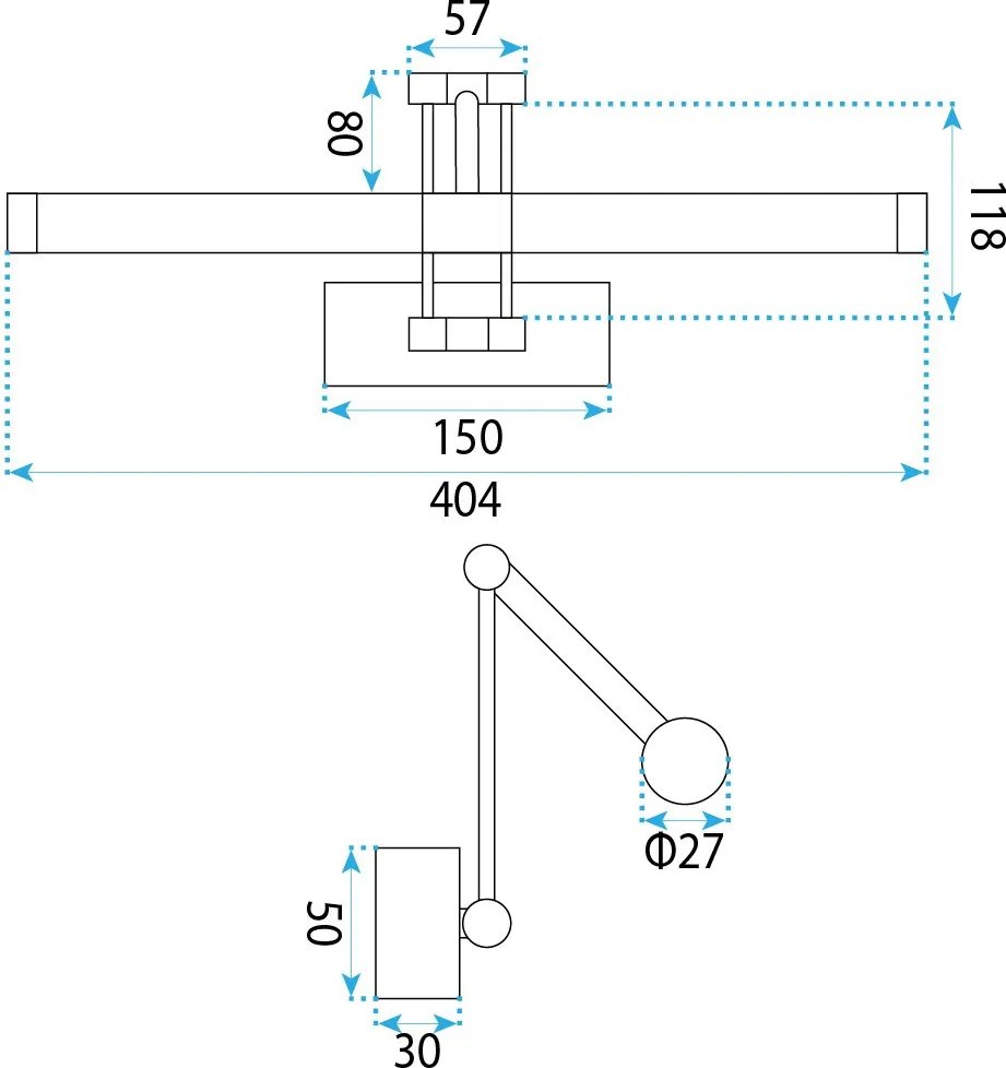 Toolight Toolight, LED nástenné svietidlo 40cm, 9W, 4000K, 1000lm, APP1899-1W, zlatá matná, OSW-66054