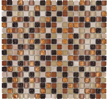 Sklenená mozaika s prírodným kameňom XCM M830 30,5x32,5 cm béžová/hnedá