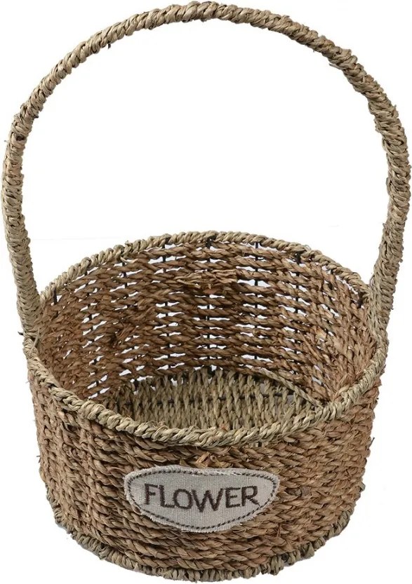 3ks pletený košík s ušami Flower - Ø 22*12/32 / Ø 19*11/27 / Ø 16*10/24 cm
