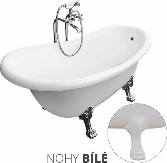 Besco Akrylátová voľne stojaca vaňa Otylia 160x77 (170x77) s prepadom BESCO-Typ výpuste: Click-Clack s prepadom, chróm, BESCO-Nôžky: Chróm, BESCO-Roz…