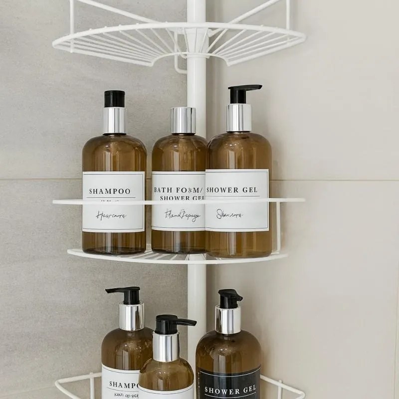 Erga Scopic, rohová teleskopická sprchová tyč 4 policová XL, biela matná, ERG-YKA-CH.SCOPIC-XL-WHT