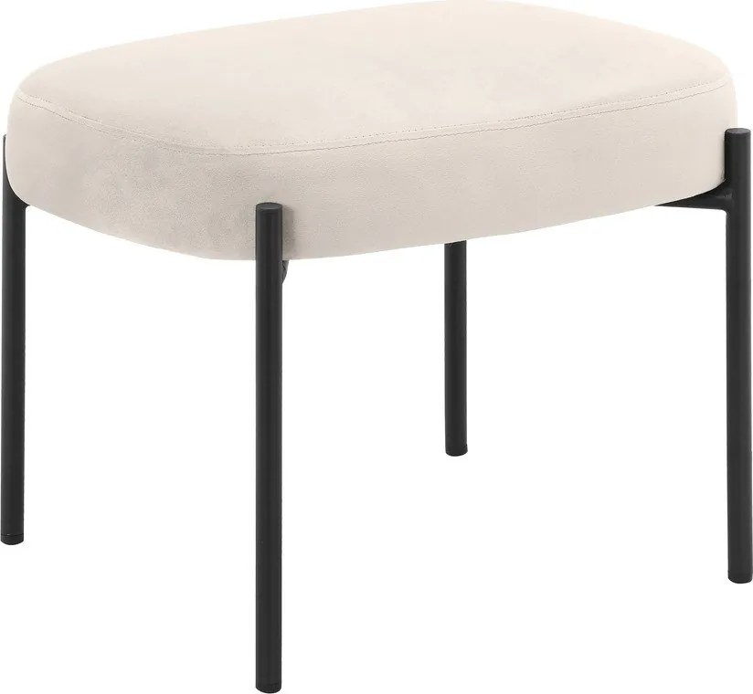 Krémovobiele zamatové kreslo s podnožkou Jerry – Støraa