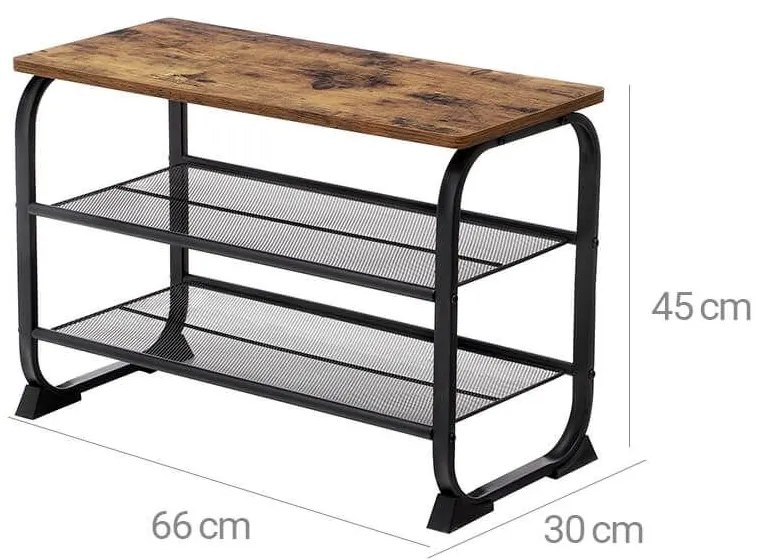 VASAGLE lavica na topánky s priemyselným dizajnom LMR32BX