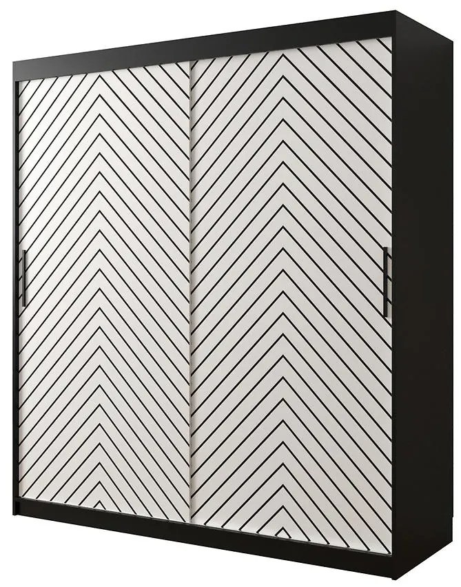 Skriňa Jodełka 1 180 čierna/biely/čierna