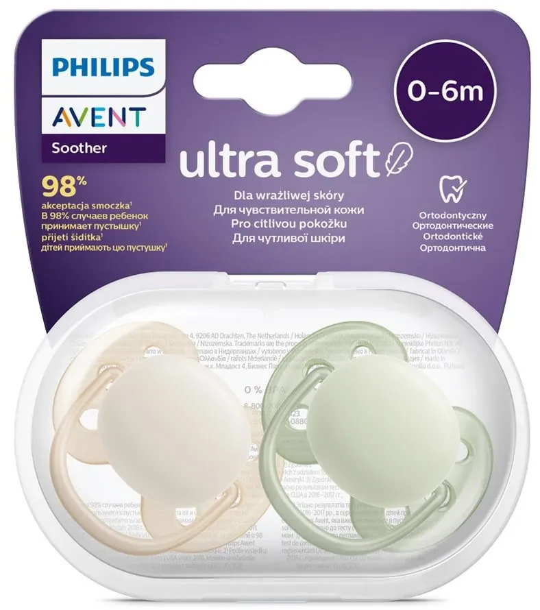 Dojčenský cumlík Ultrasoft Premium Avent 0-6 miesacov 2 ks chlapec, vel. 0-6 m