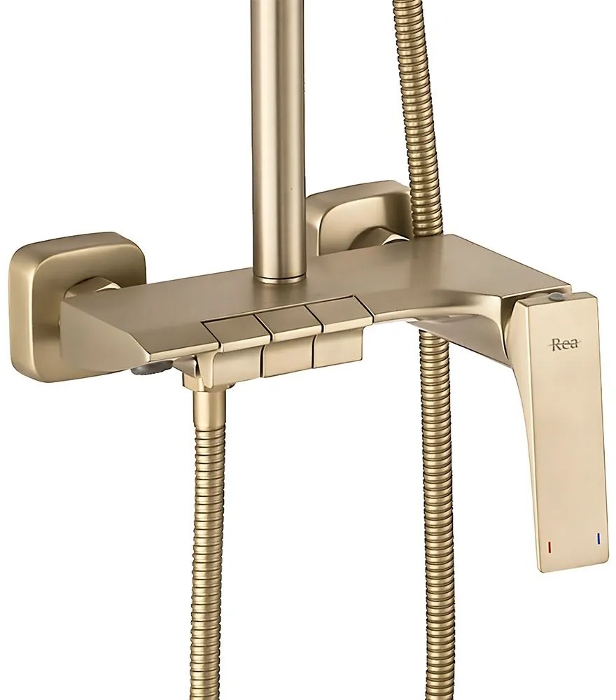 Rea Joe, sprchový set s ručnou a hlavovou sprchou, zlatá matná, REA-P5656
