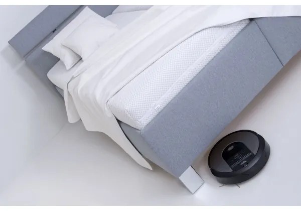 Čalúnená posteľ s matracom a úložným priestorom ALIS 180x200 cm svetlosivá