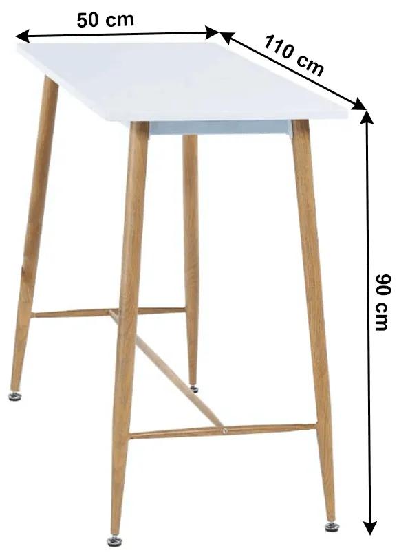 Kondela Barový stôl, biela/buk, 110x50 cm, DORTON