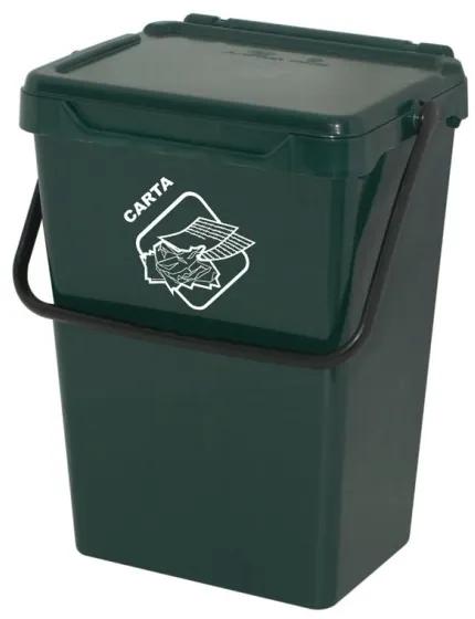 ArtPlast Plastový odpadkový kôš na triedenie odpadu, 35 l, tmavo zelená
