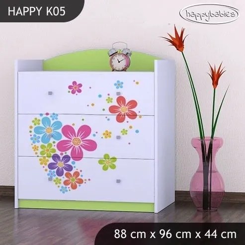Detská komoda KVETINKY v srdiečku - TYP 5