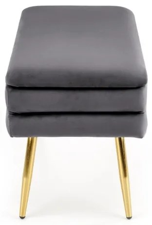 Prešívaná lavica s úložným priestorom VELVA 37x78 cm šedá/zlatá