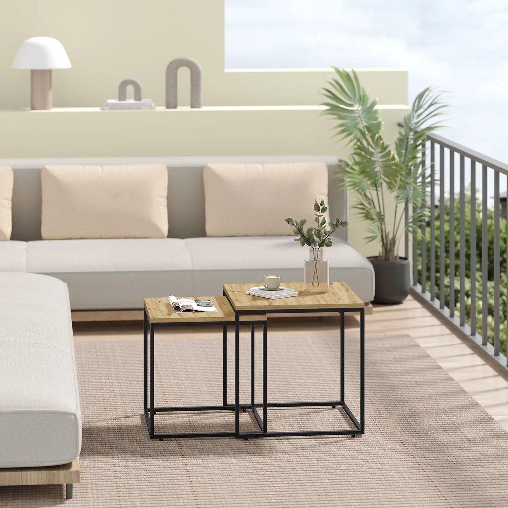 Sada 2ks konferenčných stolíkov QUADRO, dekor dub artisan