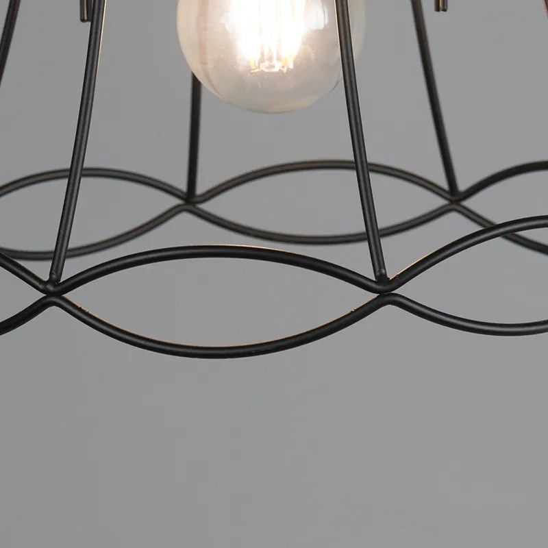 Retro závesné svietidlo čierne 25 cm - Granny Frame