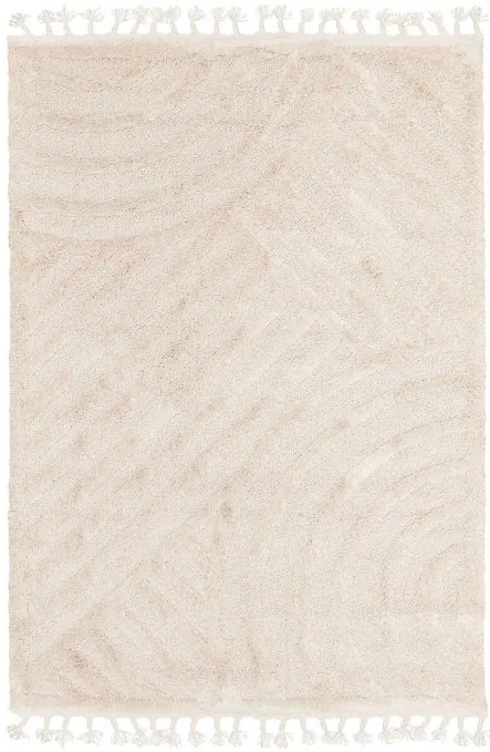 Koberec Berber 9754 so strapcami, ivory / krémový