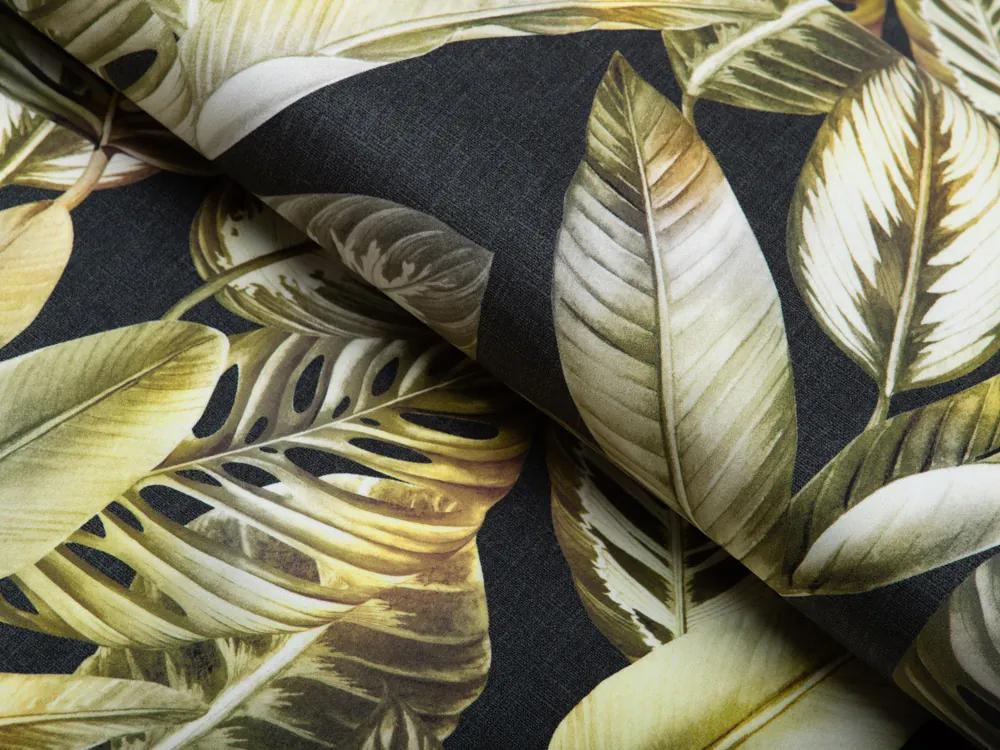 Biante Zamatová obliečka na vankúš s lemom Tamara TMR-010 Zlaté tropické listy na zelenom 40 x 40 cm