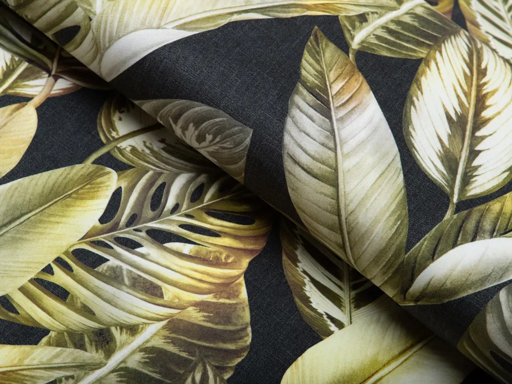 Biante Zamatová obliečka na vankúš Tamara TMR-010 Zlaté tropické listy na zelenom 40 x 40 cm