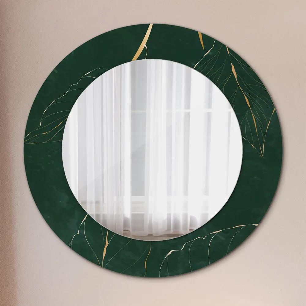 Okrúhle ozdobné zrkadlo Jemné zlaté listy fi 50 cm