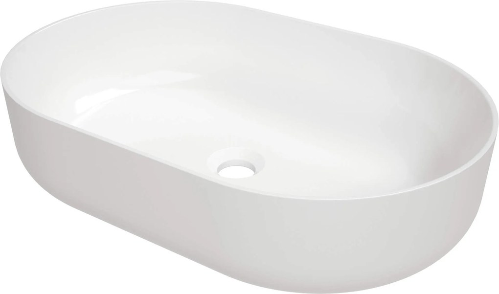 Deante Round, oválne umývadlo na dosku 580x380x140mm, biela lesklá, DEA-CGR_6U6S