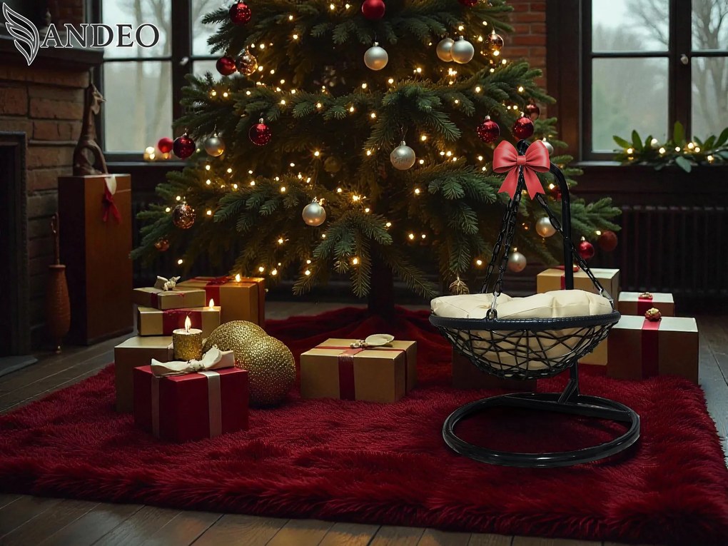 Závesné hojdacie kreslo pre mačky LILY - čierno béžové