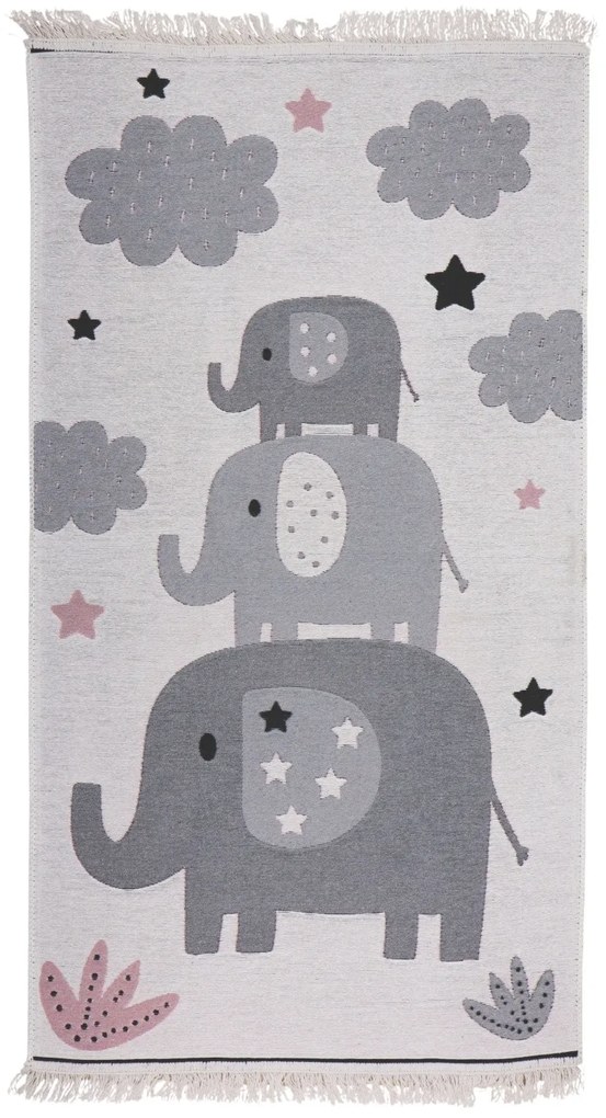 Praktik home, TRHÁK: Detský kusový koberec Natur Slony, 120x170, šedá, detská izba