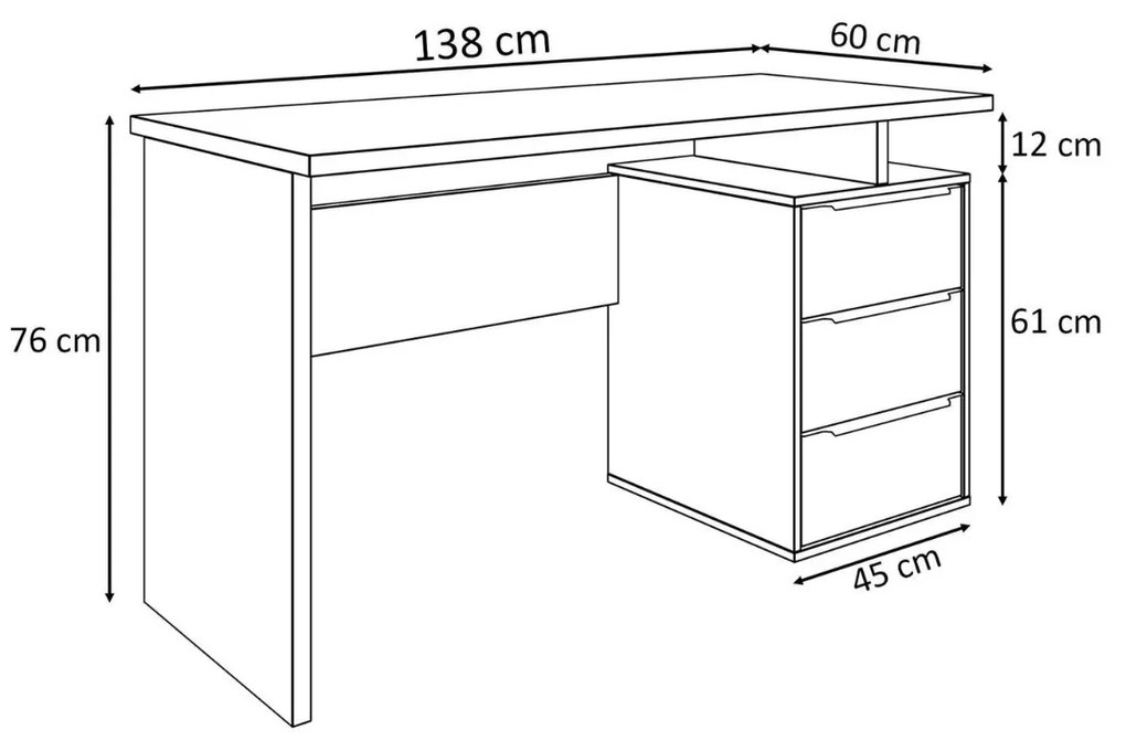 PISACÍ STÔL KALANO DUB ARTISAN 138