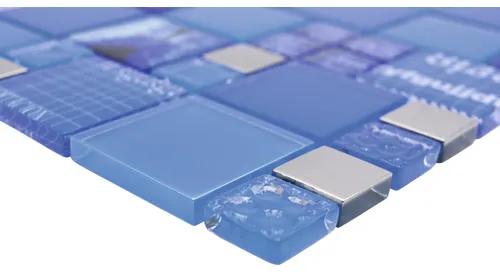 Sklenená mozaika XCM MC549 29,8x29,8 cm strieborná/modrá
