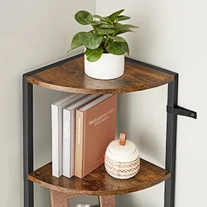 Rohová polica Vasagle Norma hnedá/čierna