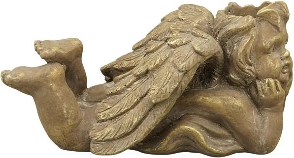 Bronzovo - hnědý antik květináč Anděl s křídly - 37*20*18 cm