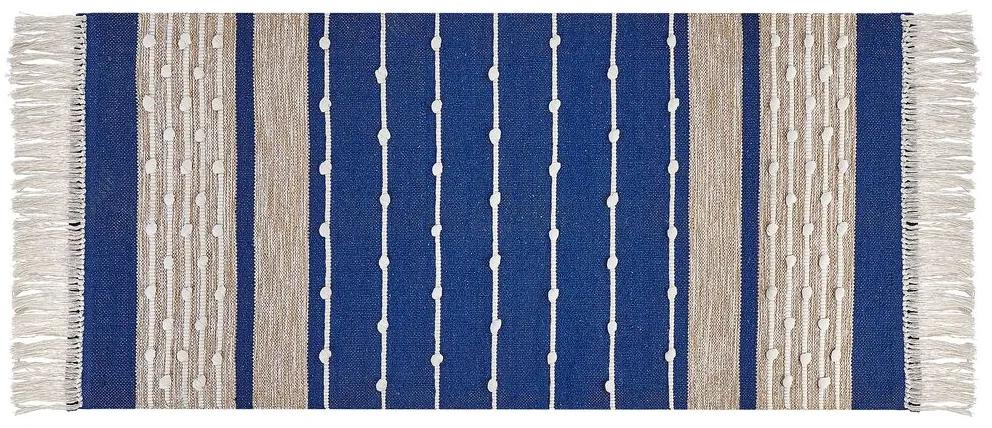 Bavlnený koberec 80 x 150 cm modrá/béžová KONDHALI Beliani