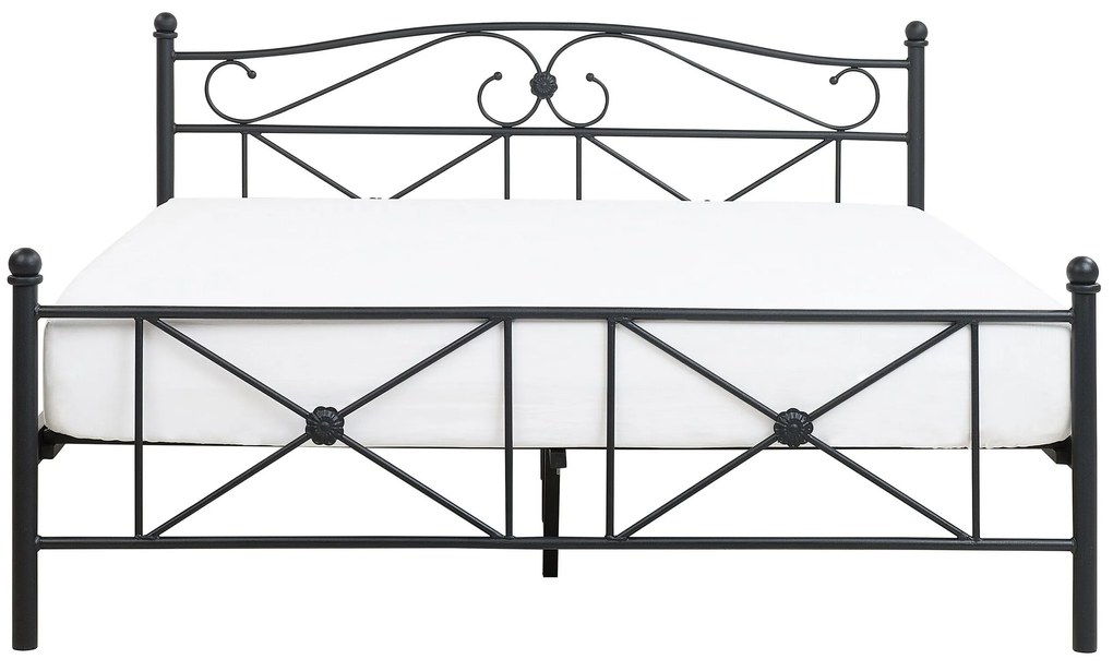 Čierna kovová posteľ s rámom 140 x 200 cm  RODEZ Beliani
