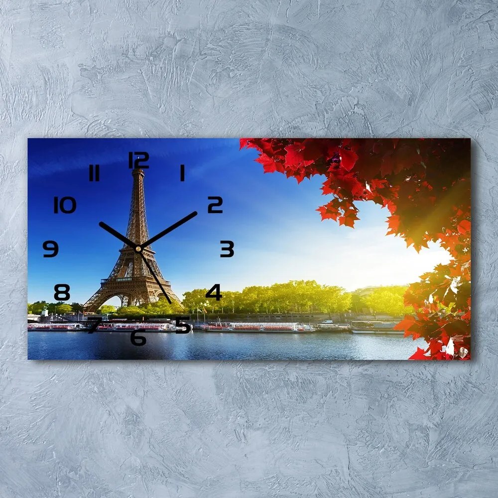 Sklenené hodiny na stenu Eiffelova veža Paríž pl_zsp_60x30_f_44409283