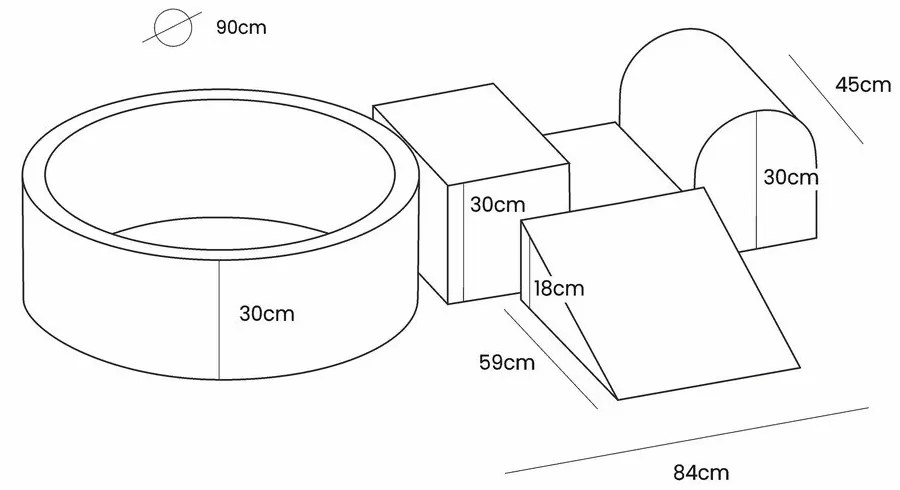 Ružové zamatové penové ihrisko 4 ks výška 30 cm 225x90 cm Montessori – Meowbaby