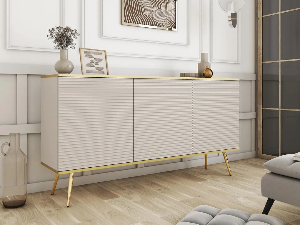 Komoda Oanisew K160, Farby:: biela / biela + zlatá