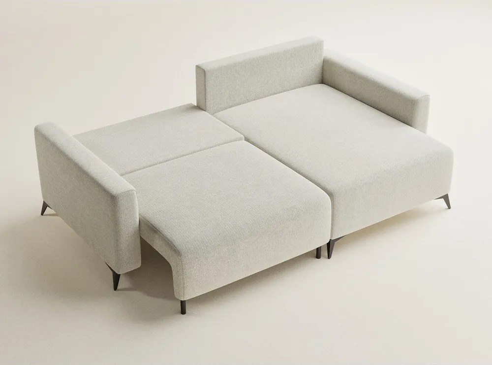 Krémovobiela ženilková rozkladacia/s úložným priestorom rohová pohovka (pravý roh/s leňoškou) Leon – Maison de Rêve