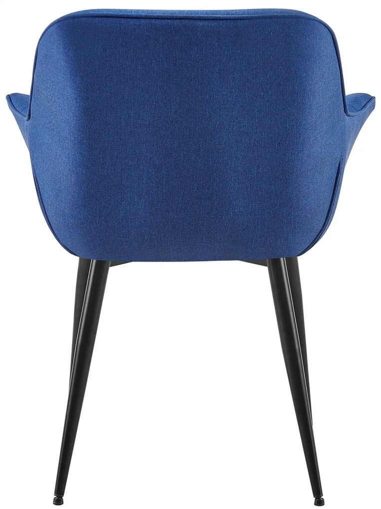 Stolička s podrúčkami Roseville - látka, nohy čierny kov - Modrá