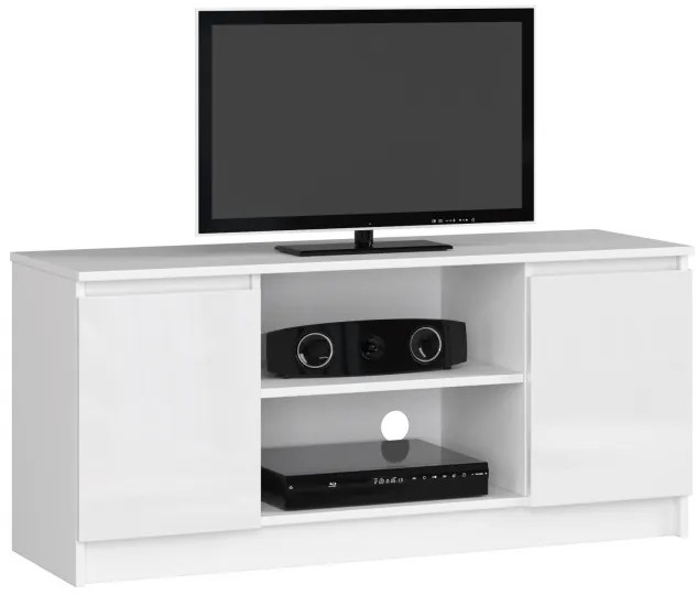 Stolík pod TV RTV 120 2D 1P biely, lesk