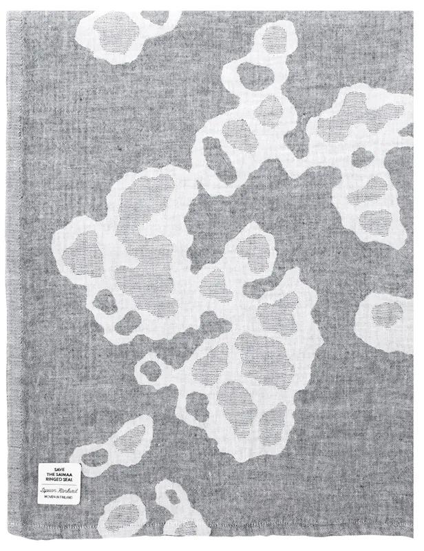 Ľanový uterák Saimaannorppa, bielo-sivý, Rozmery  95x180 cm