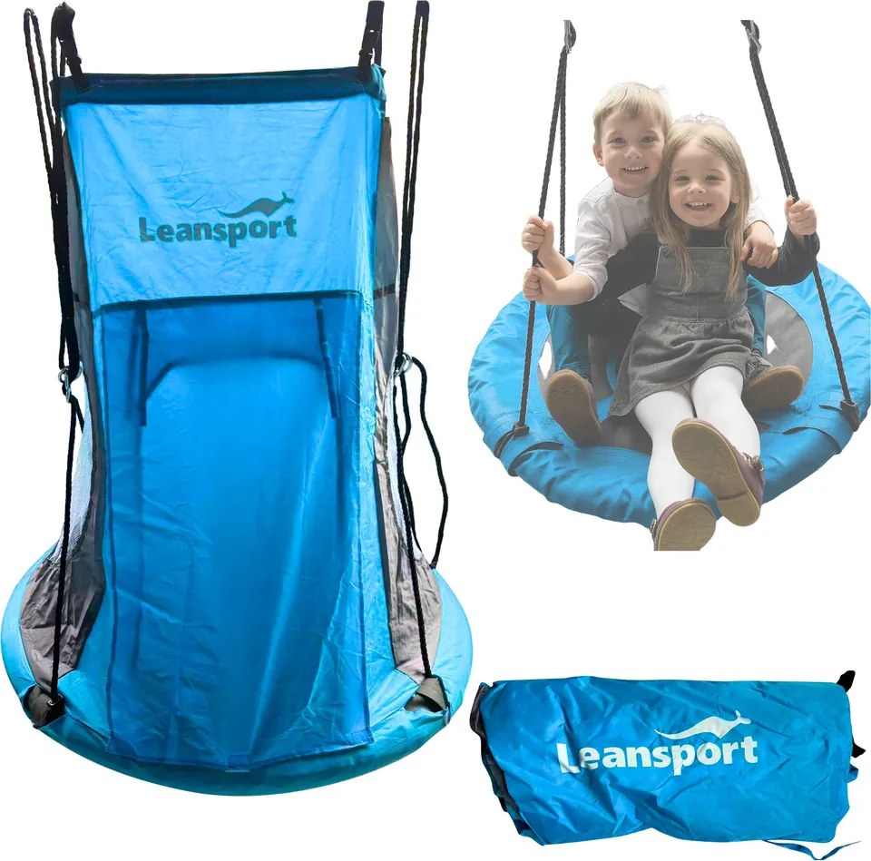 LEAN Sport Hojdací stan Čapie hniezdo Modrý 90-100 cm