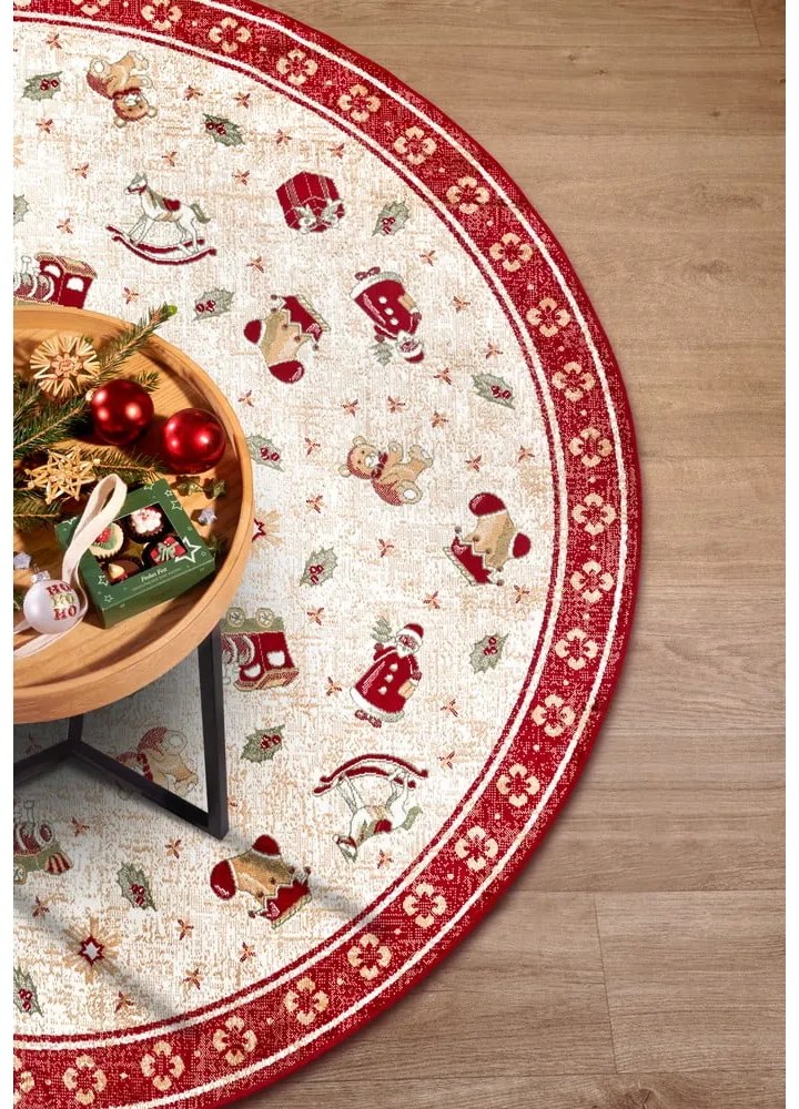 Červený okrúhly koberec s vianočným motívom s prímesou bavlny ø 200 cm Toy's Delight Red Christmas – Villeroy&amp;Boch