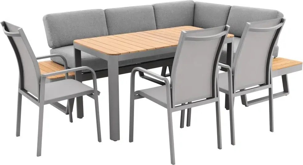 Jedálenská súprava EXPERT PLUS AVERSA TEAK sivá, 3+2+1