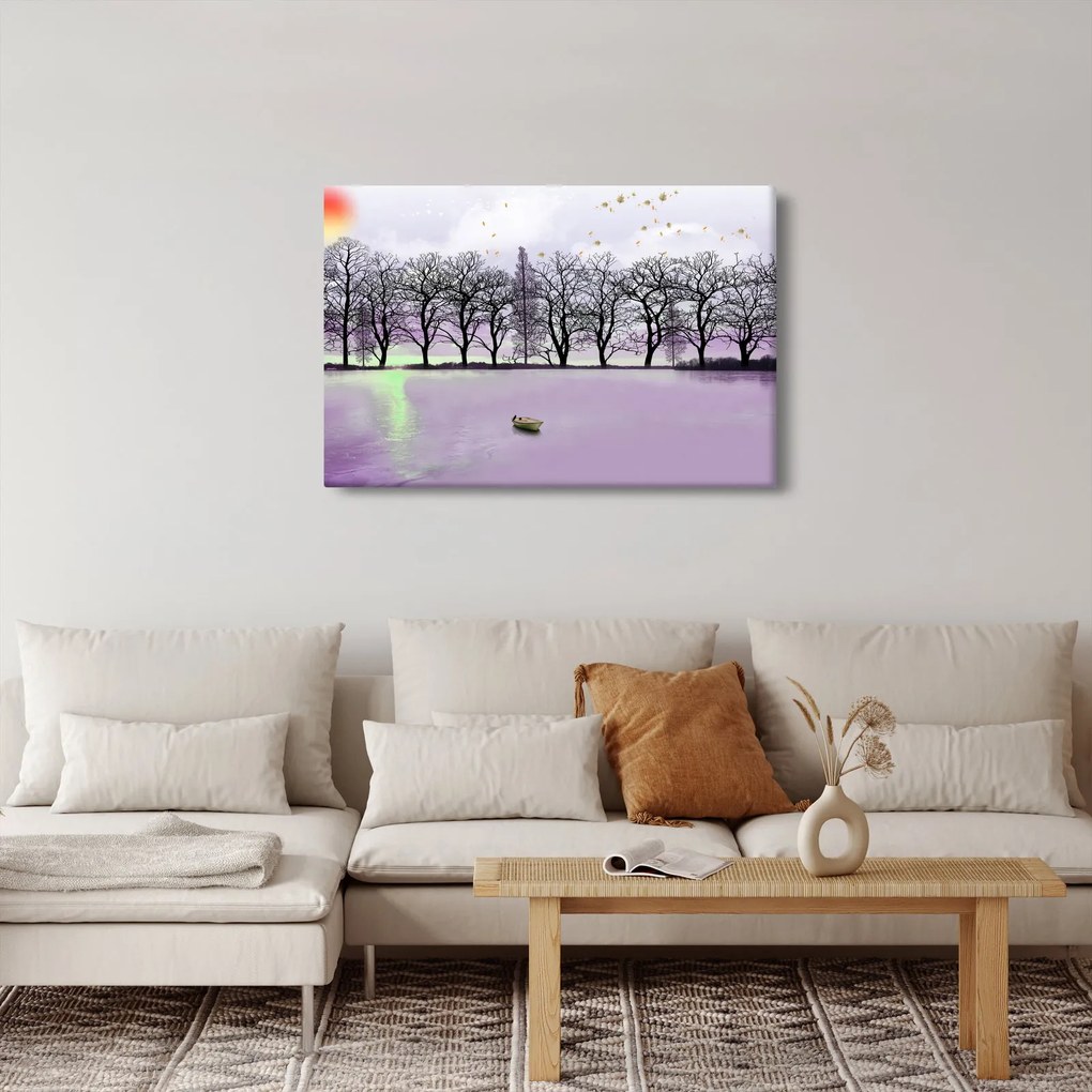 Obraz - Pramice na jazere (90x60 cm)
