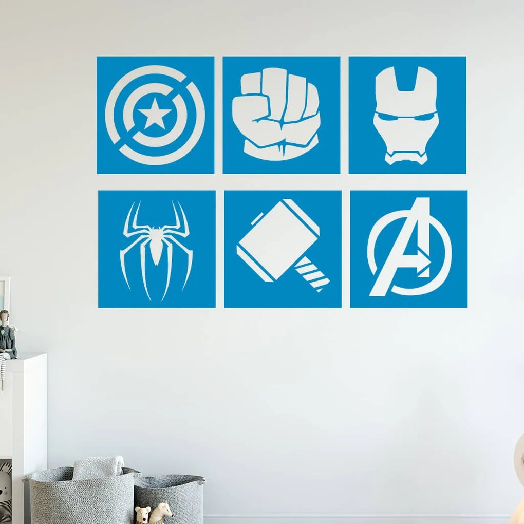 Veselá Stena Samolepka Znaky Avengers sada Farba: žlutá, Veľkosť: 100 x 68 cm
