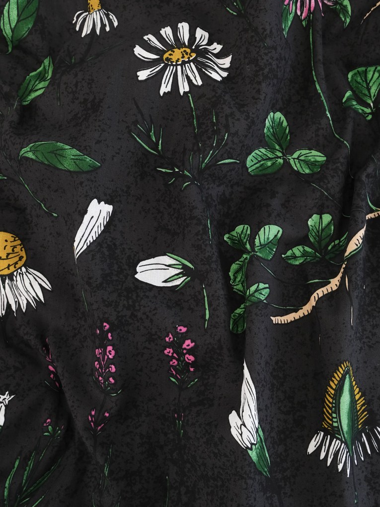 Bavlnená obliečka na vankúš Renforcé 50 × 70 cm - Herbár čierny