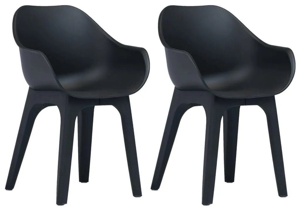 vidaXL Záhradné stoličky s opierkami 2 ks antracitové plastové